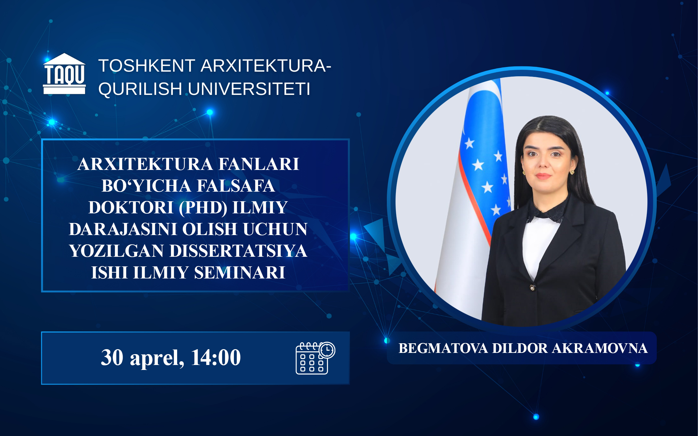 Doktorant Begmatova Dildor Akramovnaning PhD.03/08.05.2024.A.11.02 ilmiy kengashidagi seminar